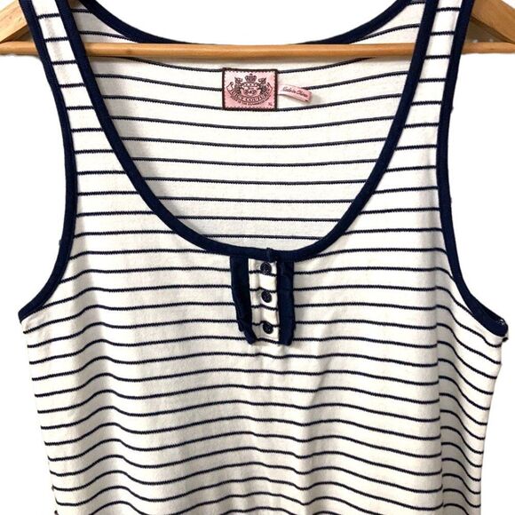 Juicy Couture Blue Striped 100% Cotton Tank Top Ruffled Tennis Mini Dress Sz XL - Picture 3 of 7